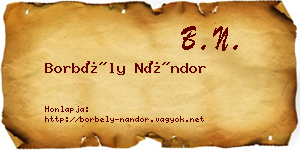 Borbély Nándor névjegykártya